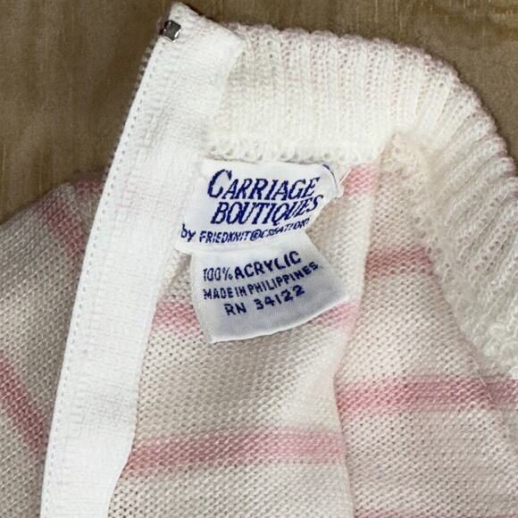 Carriage Boutiques Baby Girl Pink Knit Romper 3M Footed One Piece Vintage - Picture 5 of 6